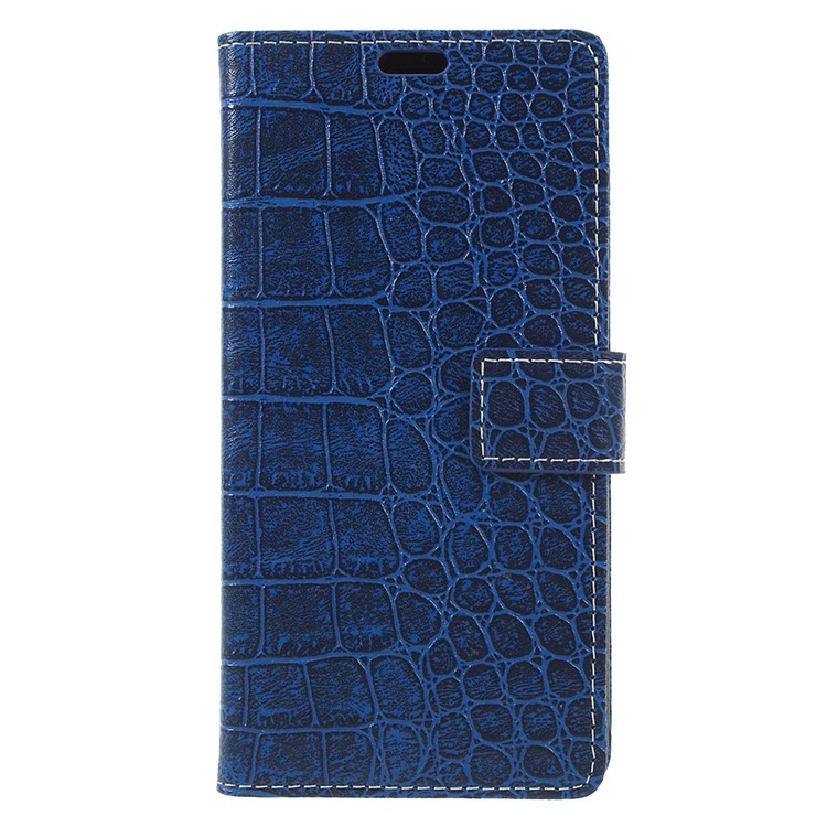 Crocodile Texture PU Leather Magnetic Stand Wallet Mobile Phone Casing for BlackBerry Key2 - Blue-1