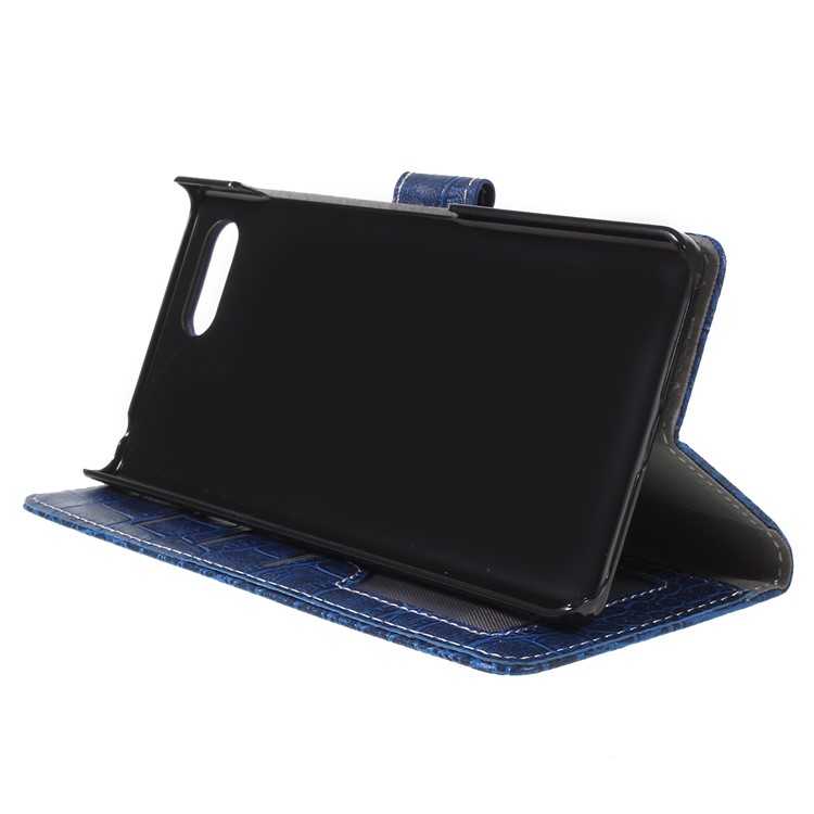Crocodile Texture PU Leather Magnetic Stand Wallet Mobile Phone Casing for BlackBerry Key2 - Blue-2