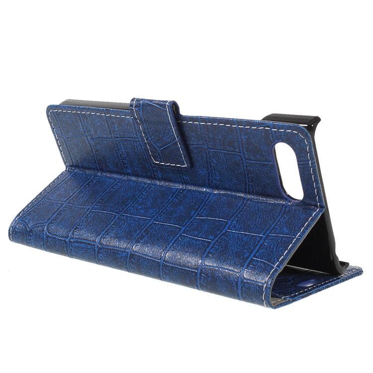 Crocodile Texture PU Leather Magnetic Stand Wallet Mobile Phone Casing for BlackBerry Key2 - Blue-3