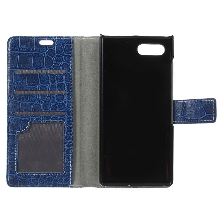Crocodile Texture PU Leather Magnetic Stand Wallet Mobile Phone Casing for BlackBerry Key2 - Blue-4