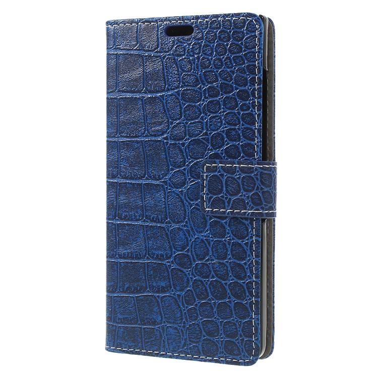 Crocodile Texture PU Leather Magnetic Stand Wallet Mobile Phone Casing for BlackBerry Key2 - Blue-5