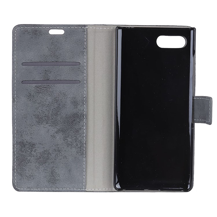 Vintage Style Leather Wallet Case for BlackBerry Key2 - Grey-6