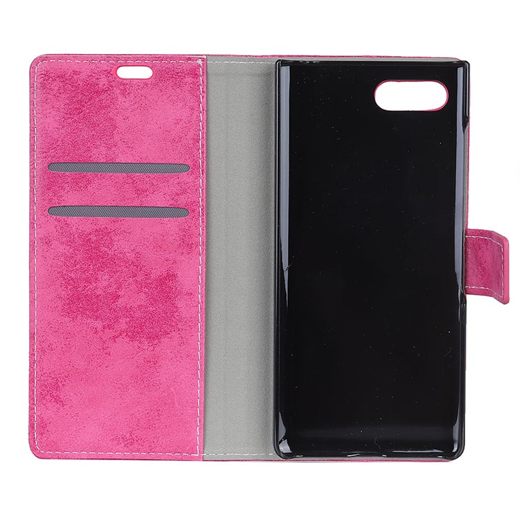 Vintage Style Leather Wallet Cover for BlackBerry Key2 - Rose-6
