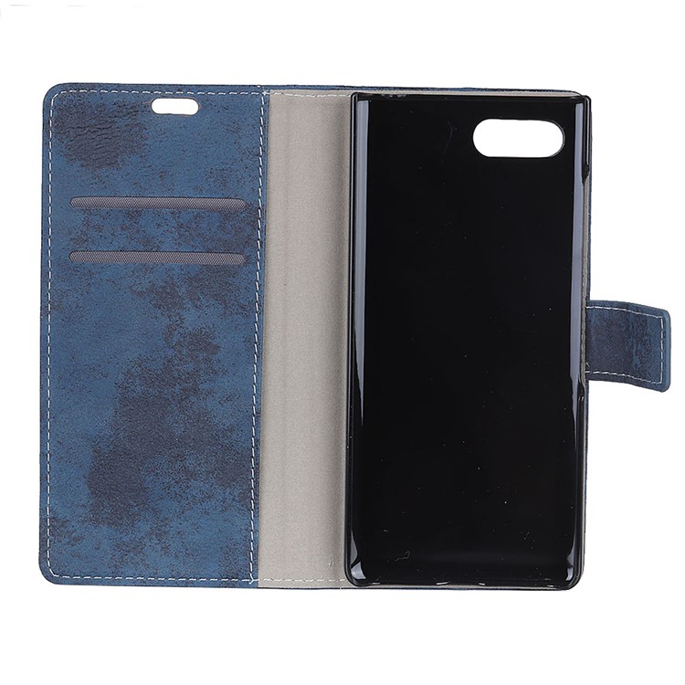 Vintage Style Stand Leather Wallet Case for BlackBerry Key2 - Blue-6