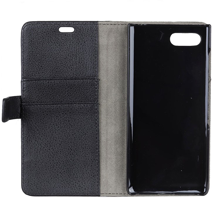 Litchi Skin Wallet Leather Stand Case for BlackBerry Key2 - Black-5