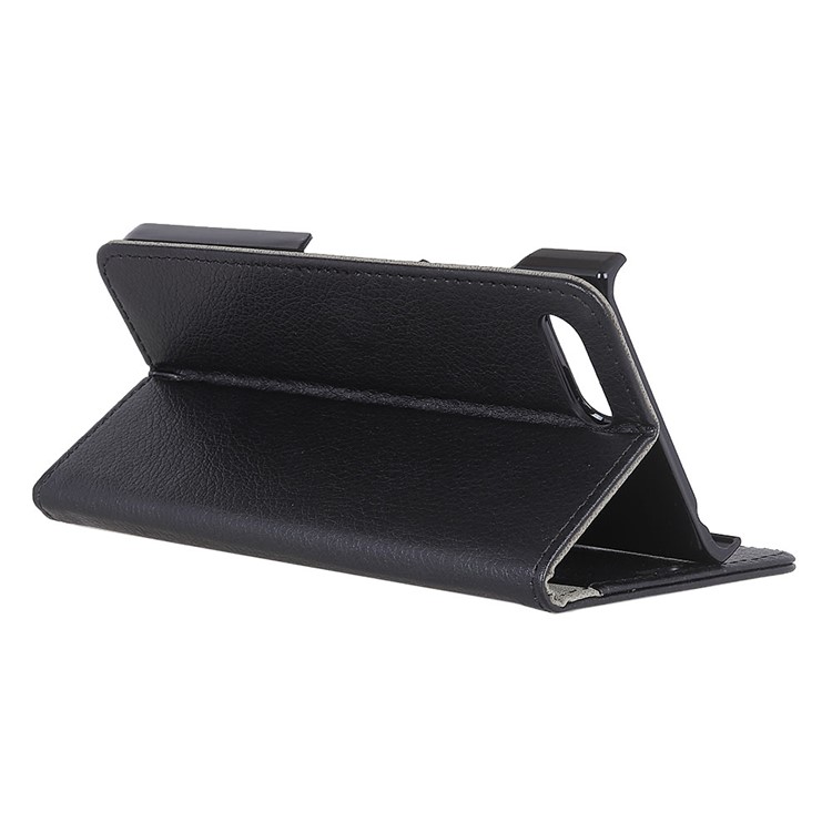 Litchi Skin Wallet Leather Stand Case for BlackBerry Key2 - Black-6
