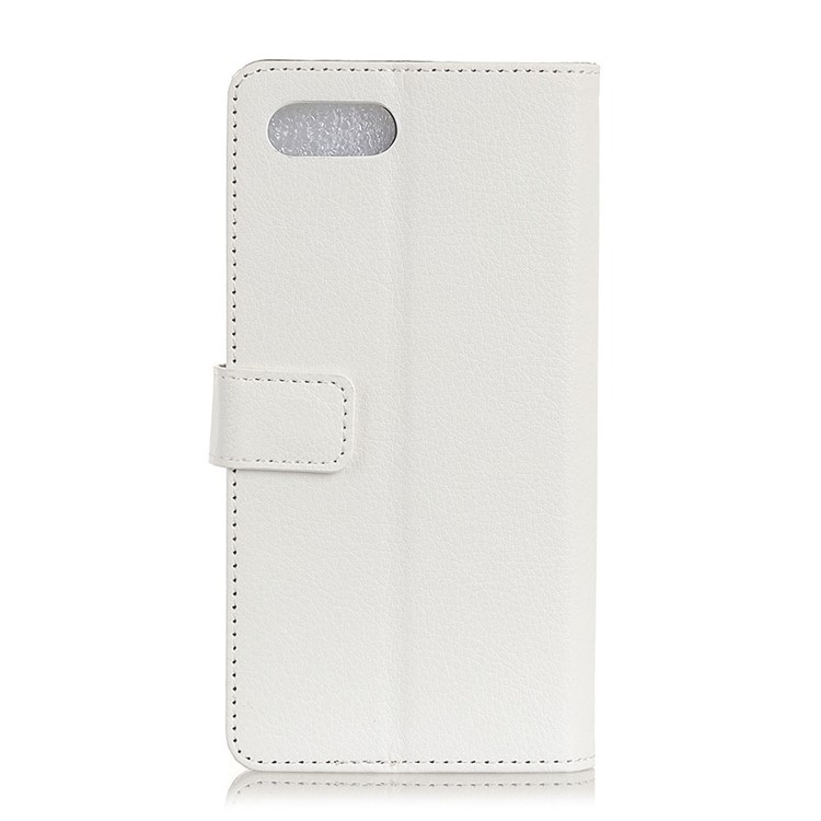 Litchi Skin Wallet Leather Stand Cover for BlackBerry Key2 - White-4