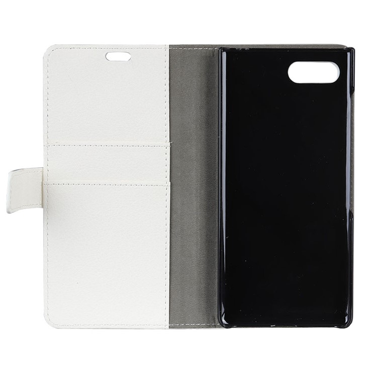 Litchi Skin Wallet Leather Stand Cover for BlackBerry Key2 - White-5