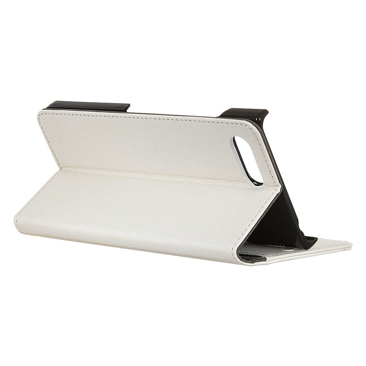 Litchi Skin Wallet Leather Stand Cover for BlackBerry Key2 - White-6