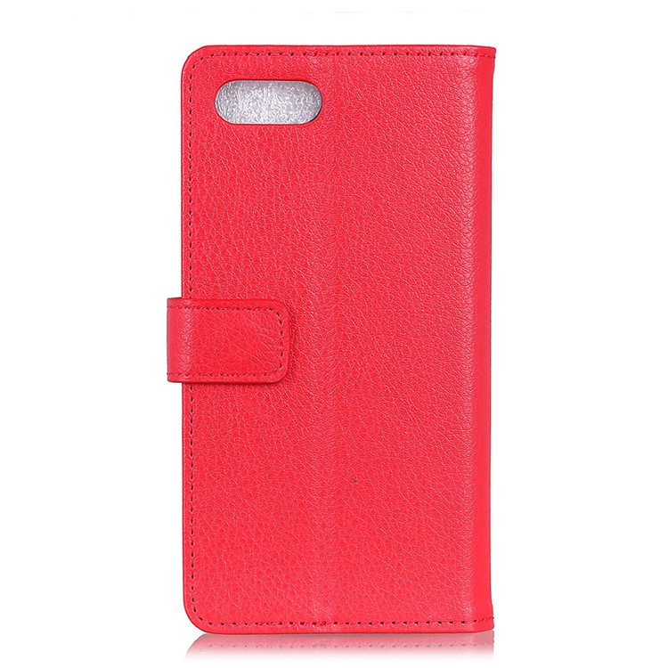 Litchi Skin Wallet Leather Cell Phone Case for BlackBerry Key2 - Red-4