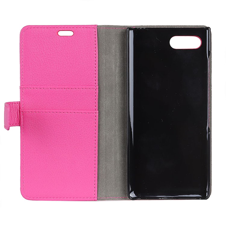 Litchi Skin Magnetic Leather Stand Case for BlackBerry Key2 - Rose-5