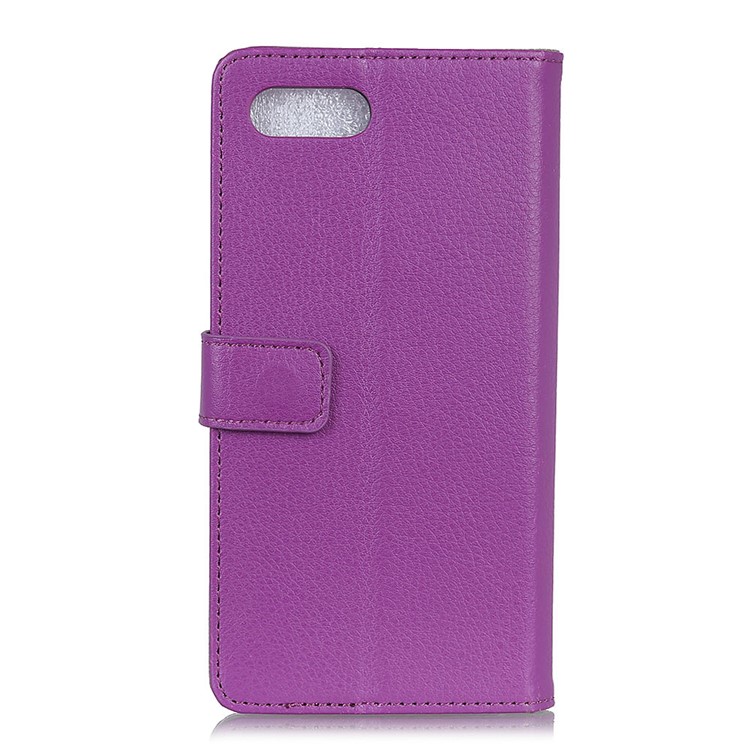 Litchi Skin Wallet Leather Stand Shell Cover Case for BlackBerry Key2 - Purple-4