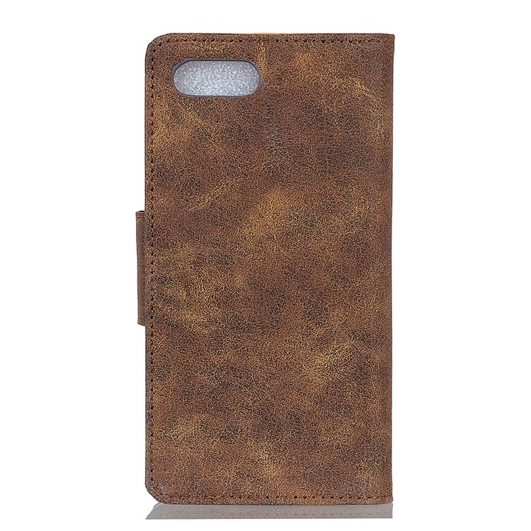 Vintage Style Split Leather Stand Magnetic Wallet Mobile Phone Casing for BlackBerry Key2 - Coffee-6