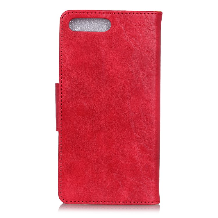 Crazy Horse Texture Split Leather Wallet Phone Cover for BlackBerry Key2 - Red-5
