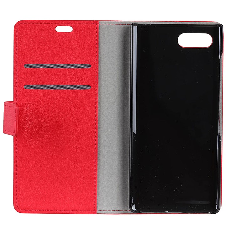 Wallet Stand Magnetic Flip Leather Phone Shell for BlackBerry Key2 - Red-3