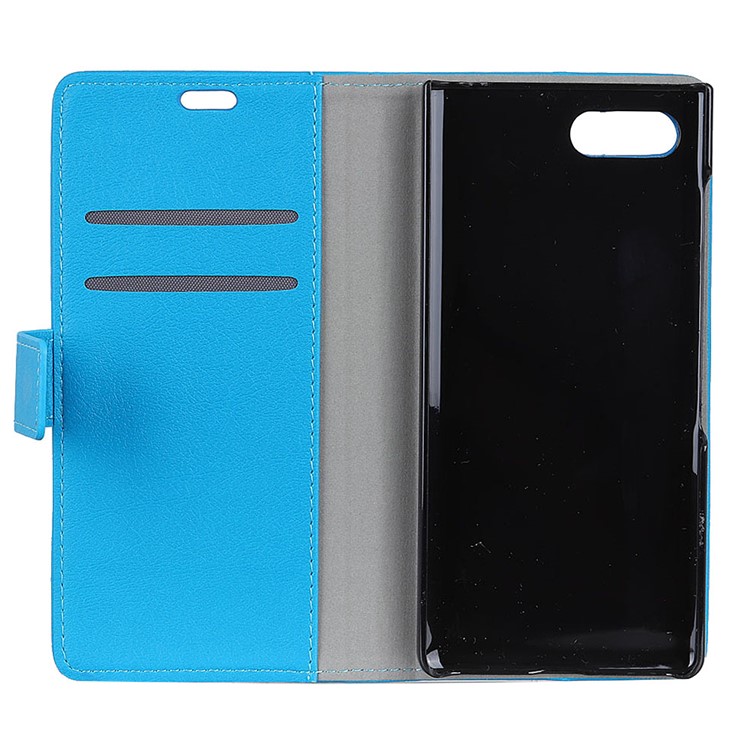 Wallet Stand Magnetic Flip Leather Mobile Phone Case for BlackBerry Key2 - Blue-4