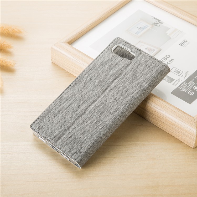 VILI DMX Cross Texture Leather Stand Card Holder Cover for BlackBerry Key2 - Grey-2