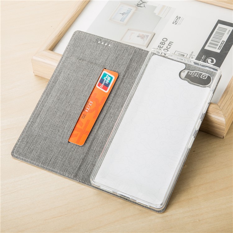 VILI DMX Cross Texture Leather Stand Card Holder Cover for BlackBerry Key2 - Grey-3