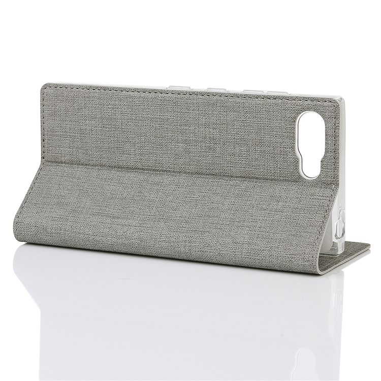 VILI DMX Cross Texture Leather Stand Card Holder Cover for BlackBerry Key2 - Grey-7