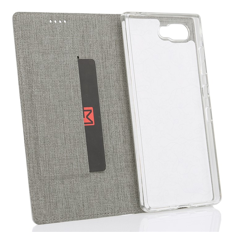 VILI DMX Cross Texture Leather Stand Card Holder Cover for BlackBerry Key2 - Grey-8