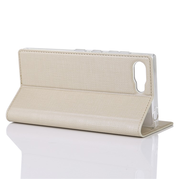 VILI DMX Cross Texture Leather Stand Card Holder Phone Case for BlackBerry Key2 - Gold-4