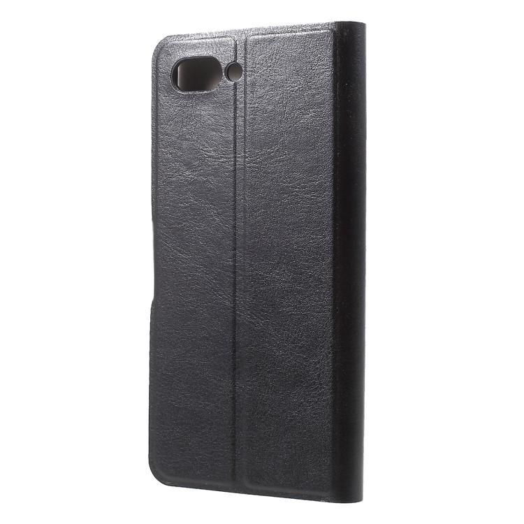 Crazy Horse Texture Stand Leather Card Holder Mobile Case (Built-in Steel Sheet) for BlackBerry Key2 - Black-2