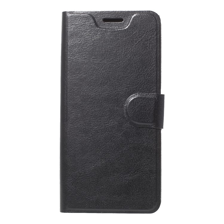 Crazy Horse Texture Stand Leather Card Holder Mobile Case (Built-in Steel Sheet) for BlackBerry Key2 - Black-3
