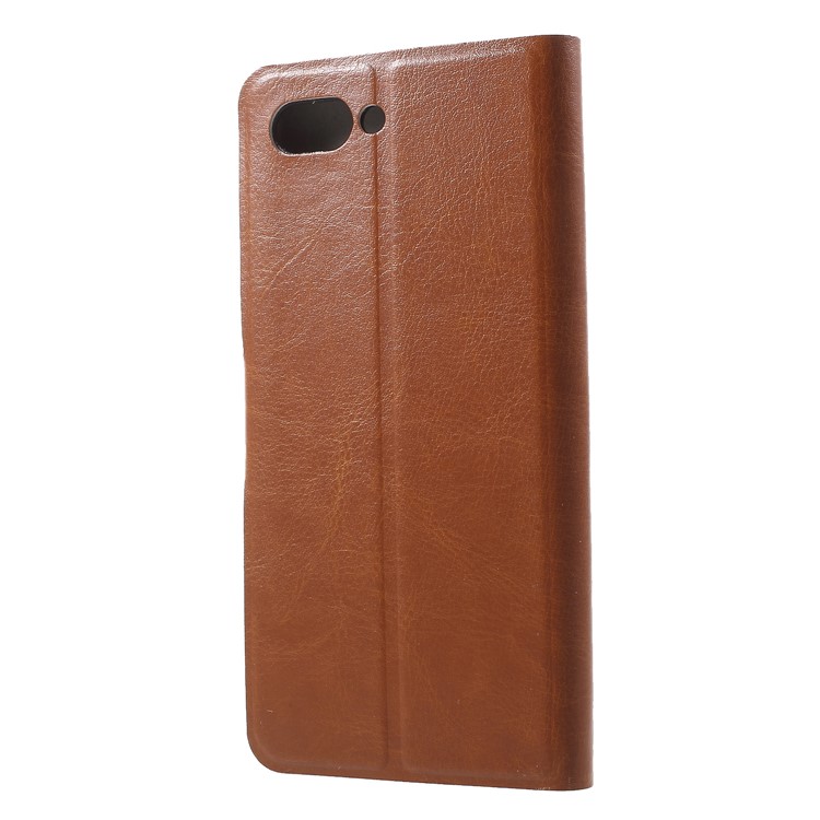 Crazy Horse Texture Stand Leather Card Holder Mobile Shell (Built-in Steel Sheet) for BlackBerry Key2 - Brown-2