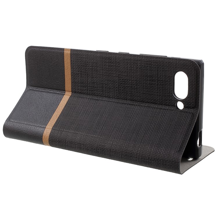 Cross Texture PU Leather Card Holder Stand Casing for BlackBerry Key2 - Black-4