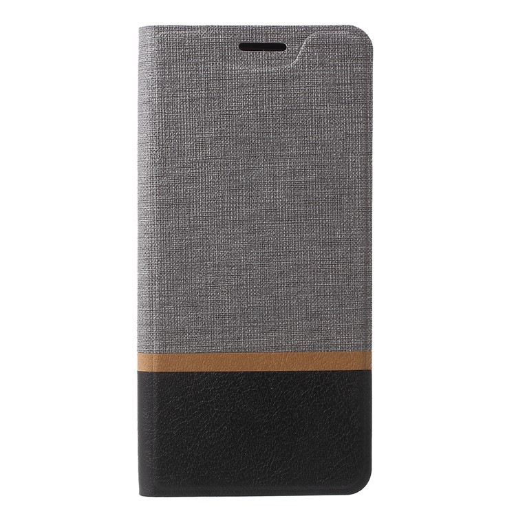 Cross Texture PU Leather Card Holder Stand Shell for BlackBerry Key2 - Grey-1