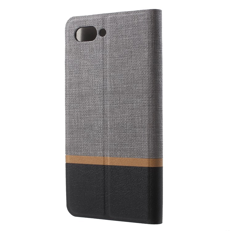 Cross Texture PU Leather Card Holder Stand Shell for BlackBerry Key2 - Grey-2