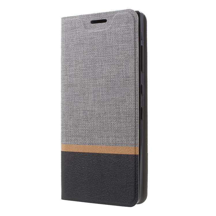 Cross Texture PU Leather Card Holder Stand Shell for BlackBerry Key2 - Grey-3