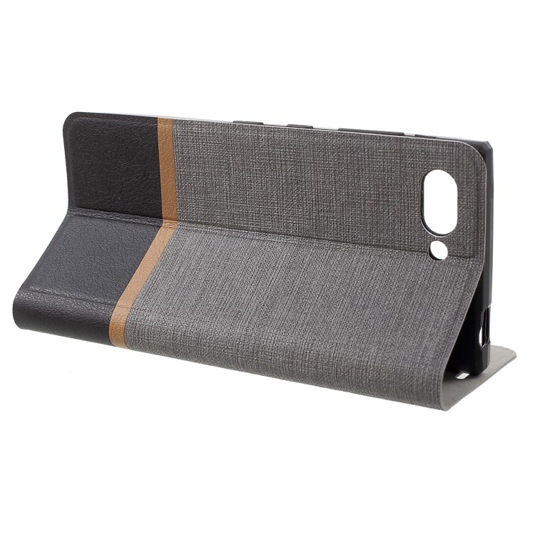 Cross Texture PU Leather Card Holder Stand Shell for BlackBerry Key2 - Grey-4