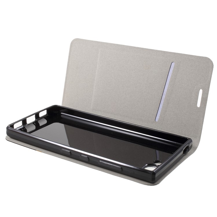 Cross Texture PU Leather Card Holder Stand Shell for BlackBerry Key2 - Grey-5