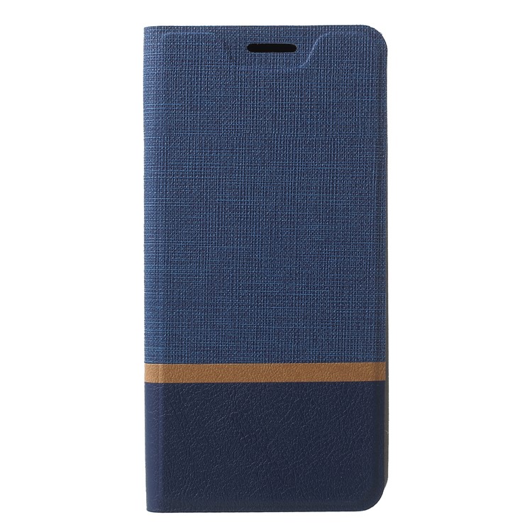 Cross Texture PU Leather Card Holder Stand Case for BlackBerry Key2 - Blue-1