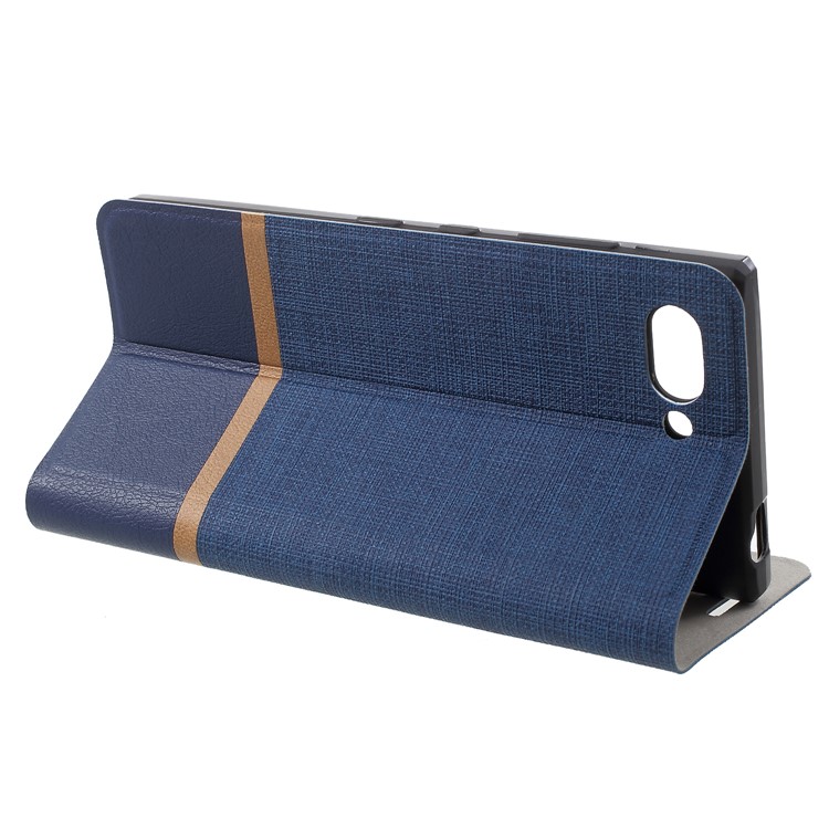 Cross Texture PU Leather Card Holder Stand Case for BlackBerry Key2 - Blue-4