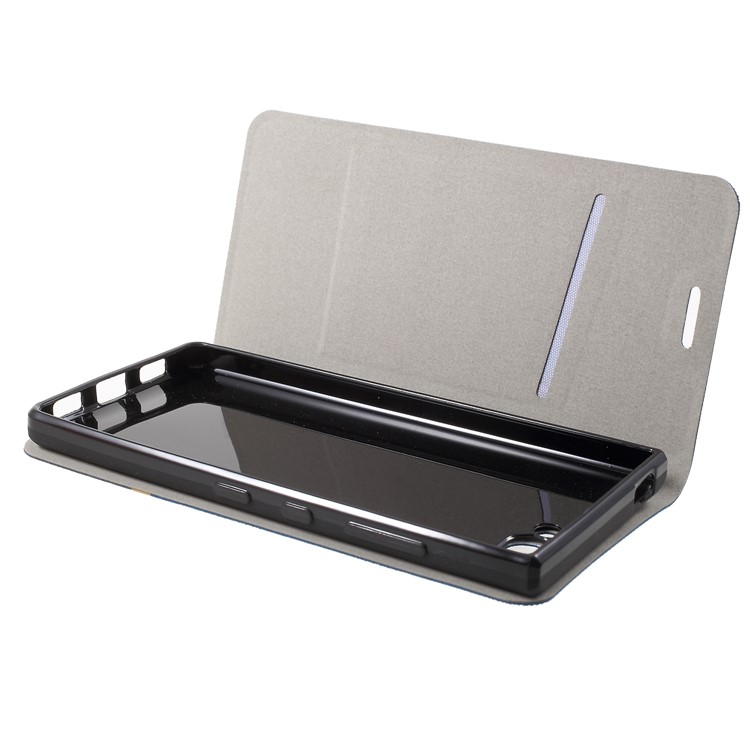 Cross Texture PU Leather Card Holder Stand Case for BlackBerry Key2 - Blue-5