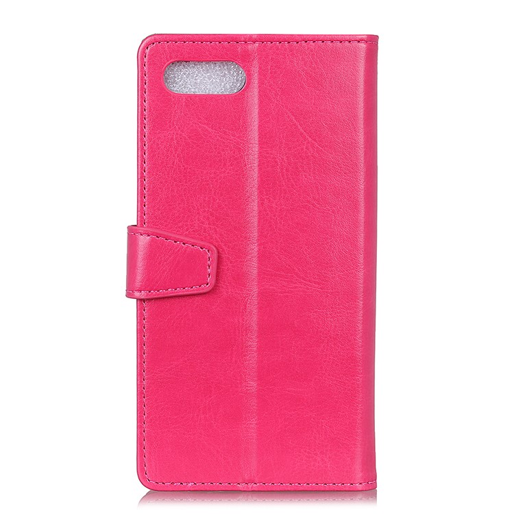 Crazy Horse Texture Wallet Stand Leather Cell Phone Casing for BlackBerry Key2 - Rose-3