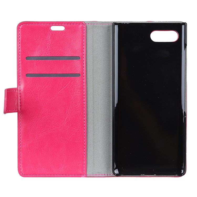 Crazy Horse Texture Wallet Stand Leather Cell Phone Casing for BlackBerry Key2 - Rose-4