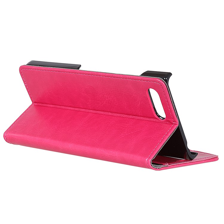 Crazy Horse Texture Wallet Stand Leather Cell Phone Casing for BlackBerry Key2 - Rose-5