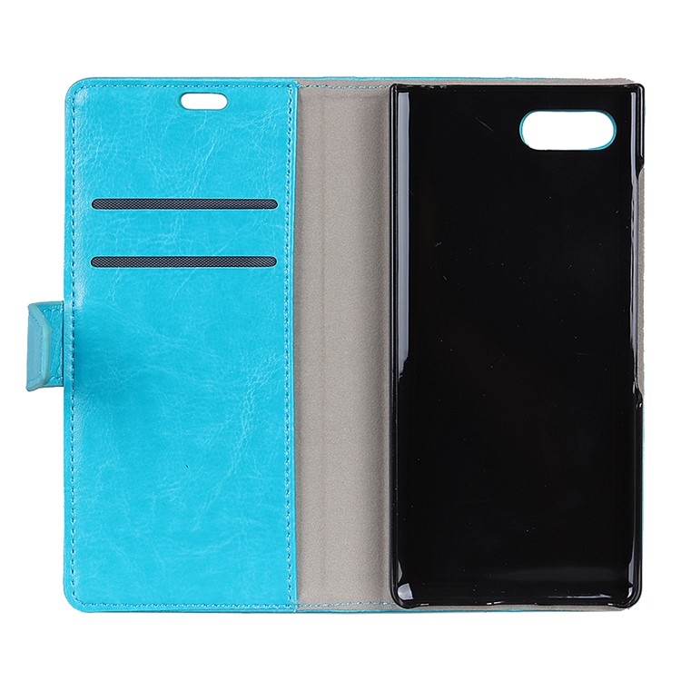 Crazy Horse Texture Wallet Stand Leather Mobile Phone Case for BlackBerry Key2 - Blue-3