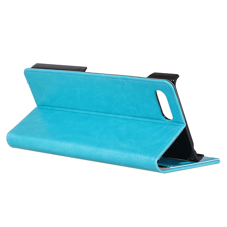 Crazy Horse Texture Wallet Stand Leather Mobile Phone Case for BlackBerry Key2 - Blue-4