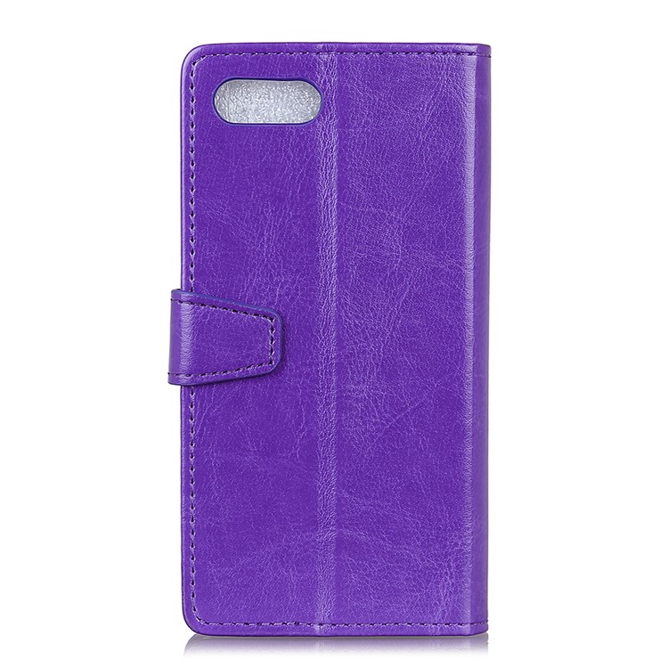 Crazy Horse Texture Wallet Stand Leather Mobile Phone Shell for BlackBerry Key2 - Purple-3