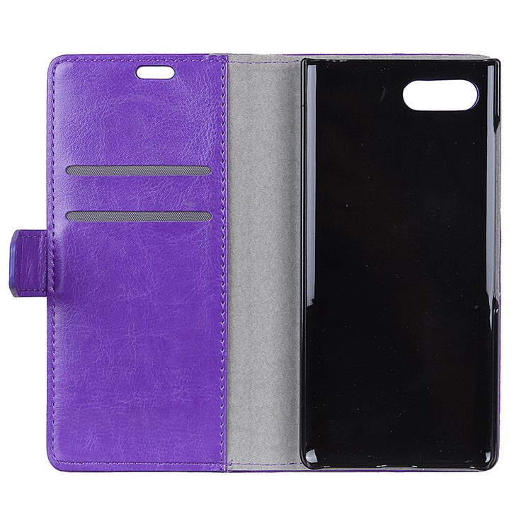 Crazy Horse Texture Wallet Stand Leather Mobile Phone Shell for BlackBerry Key2 - Purple-4