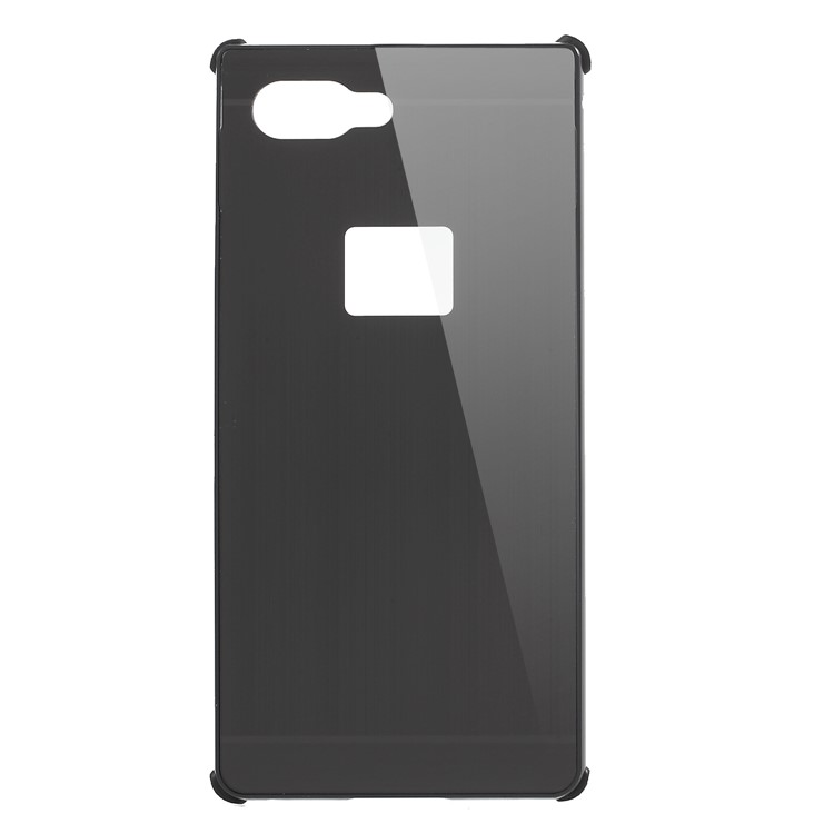 Electroplating Aluminium Alloy Bumper + Brushed PC Plate Drop-proof Phone Case for BlackBerry Key2 - Grey-1