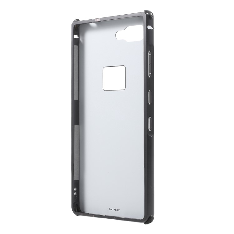 Electroplating Aluminium Alloy Bumper + Brushed PC Plate Drop-proof Phone Case for BlackBerry Key2 - Grey-3