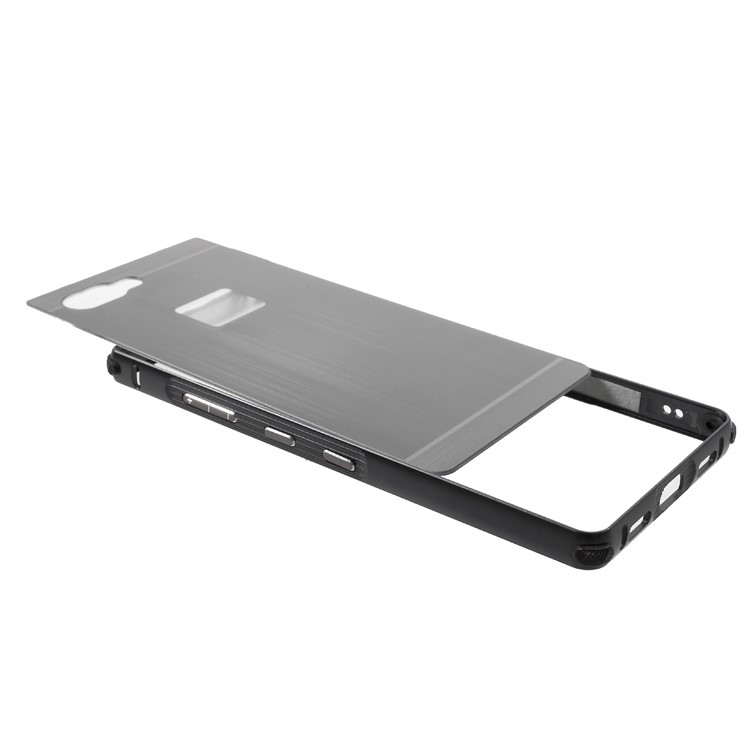 Electroplating Aluminium Alloy Bumper + Brushed PC Plate Drop-proof Phone Case for BlackBerry Key2 - Grey-6