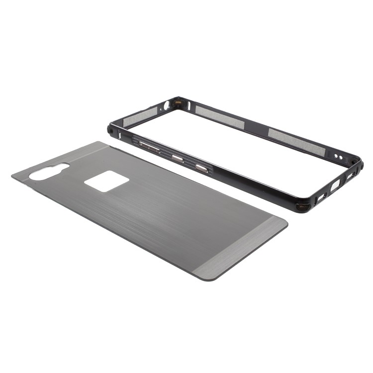 Electroplating Aluminium Alloy Bumper + Brushed PC Plate Drop-proof Phone Case for BlackBerry Key2 - Grey-7