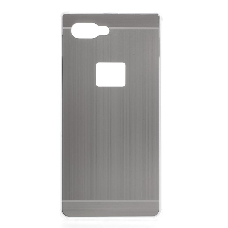Electroplating Aluminium Alloy Bumper + Brushed PC Plate Drop-proof Cover for BlackBerry Key2 - Silver-1