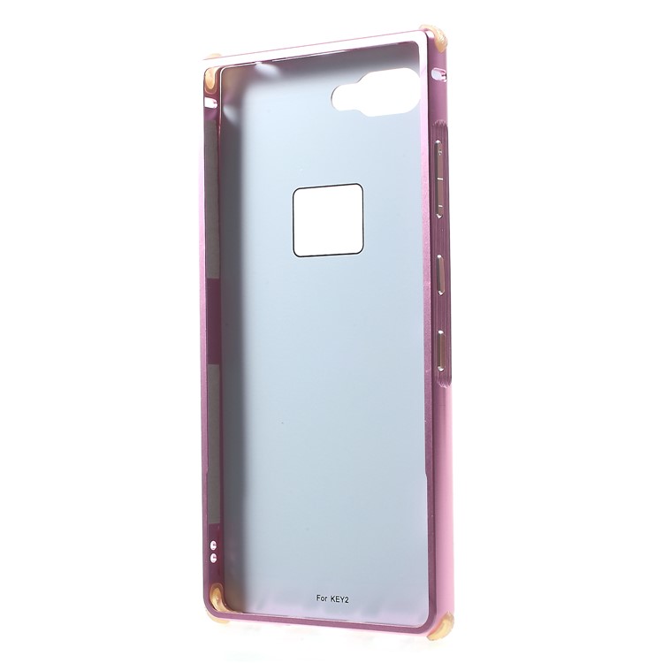 Electroplating Aluminium Alloy Bumper + Brushed PC Plate Drop-proof Shell for BlackBerry Key2 - Rose Gold-3